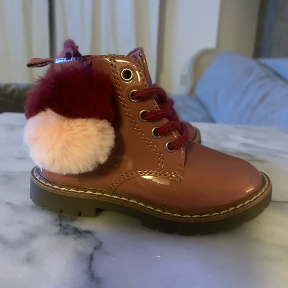 Zara Patent Pink Combat style Lace up boot - Picture 2 of 5